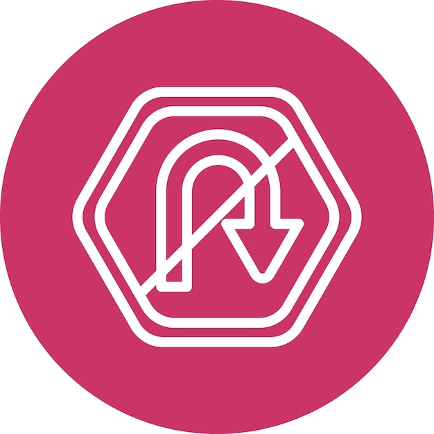 Projekt wektorowy bez U Turn Icon Style
