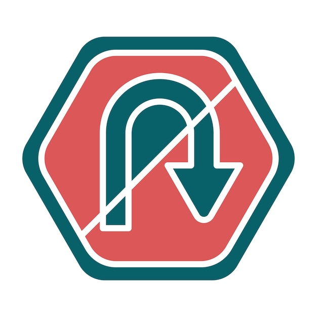 Projekt wektorowy bez U Turn Icon Style