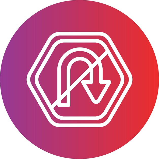 Projekt wektorowy bez U Turn Icon Style