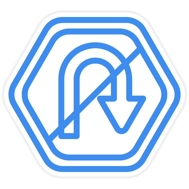 Projekt wektorowy bez U Turn Icon Style