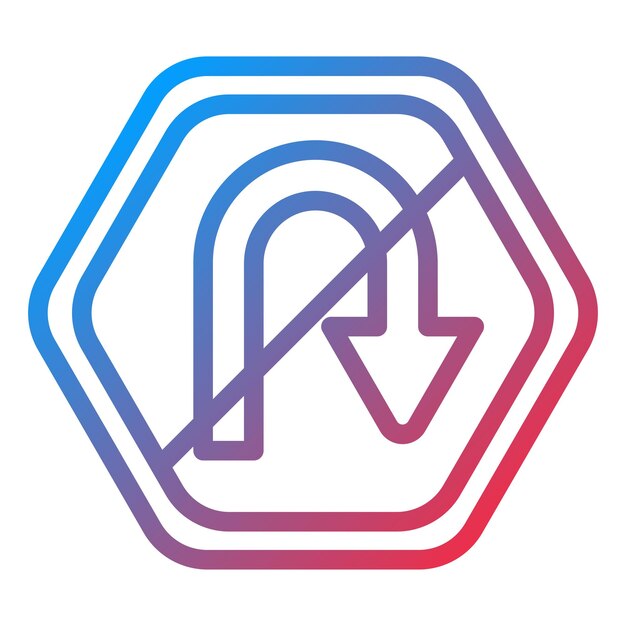 Projekt wektorowy bez U Turn Icon Style