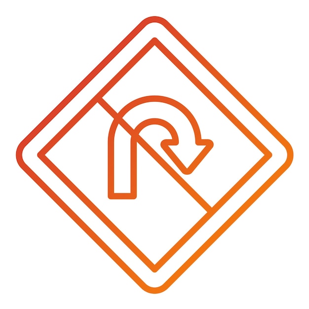 Projekt wektorowy bez U Turn Icon Style