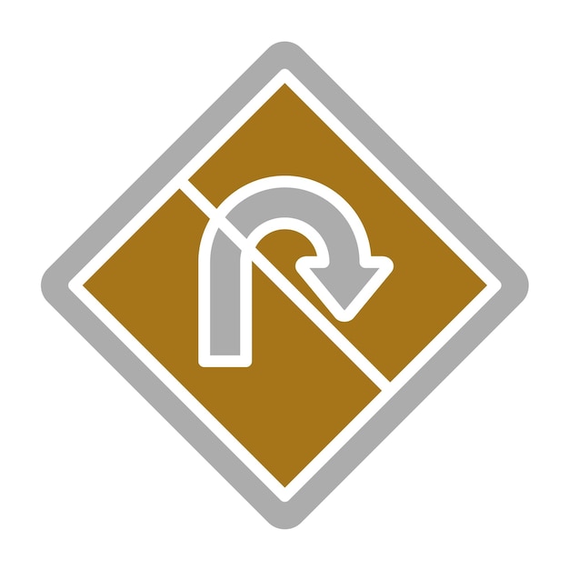 Projekt wektorowy bez U Turn Icon Style