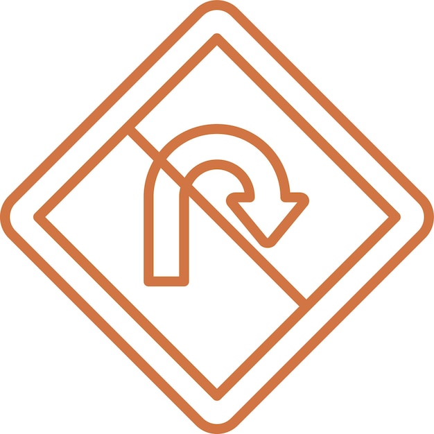 Projekt wektorowy bez U Turn Icon Style