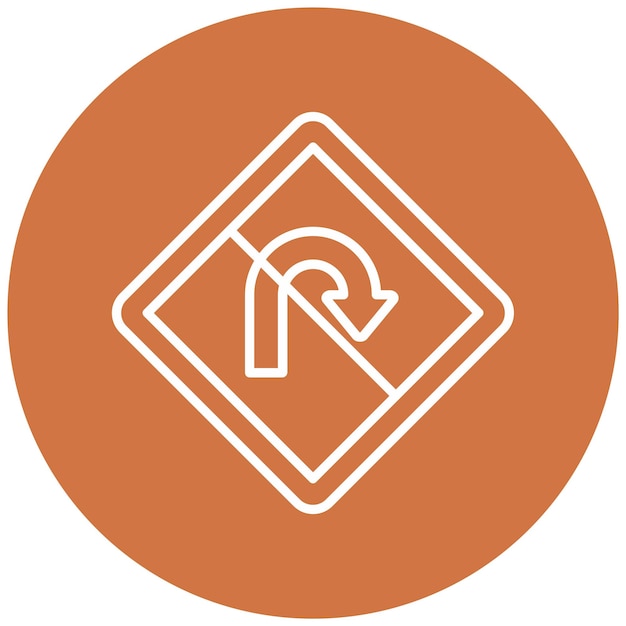 Projekt wektorowy bez U Turn Icon Style