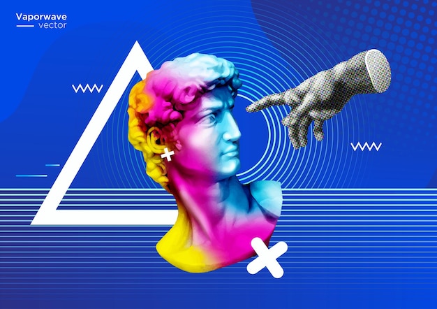 Projekt wektorowy David statue vaporwave