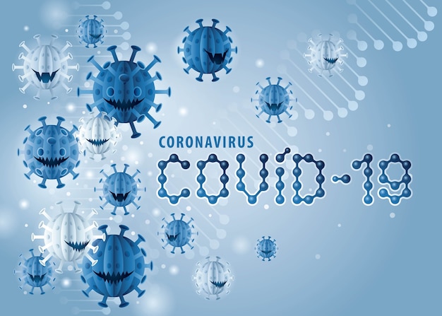 Projekt Wirusa Epidemii Pandemii Coronavirus Covid-19, Abstrakcyjny Wirus Niebieskiego Koronawirusa Covid19