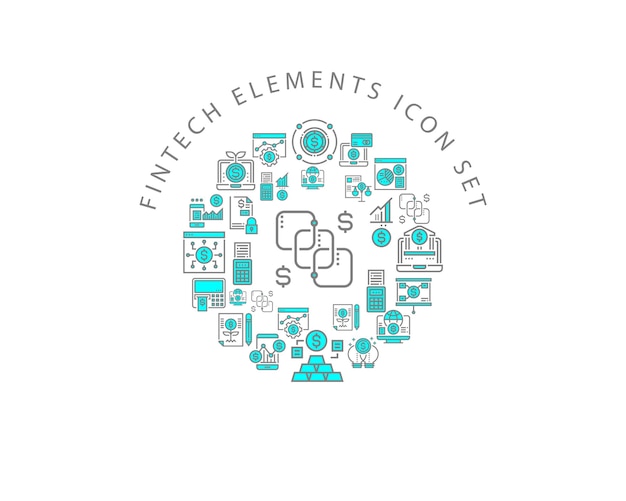 Projekt zestawu ikon Fintech