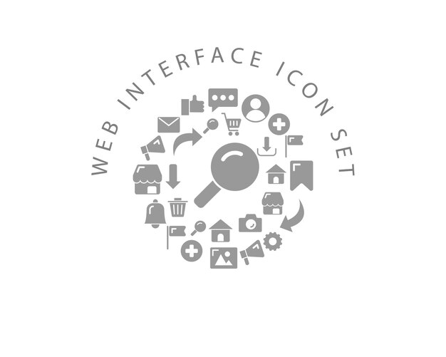 Projekt zestawu ikon interfejsu internetowego