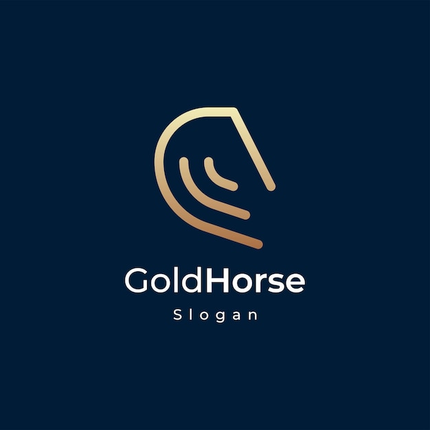 Projekt Złotego Logo Konturu Linii Konia