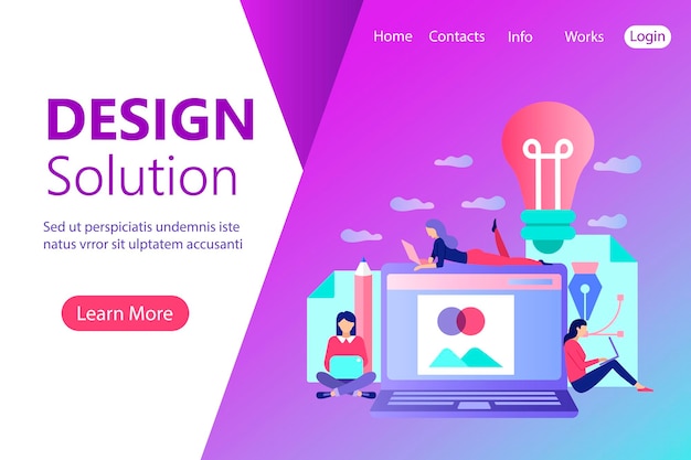 Projektant graficzny baner w stylu płaskim