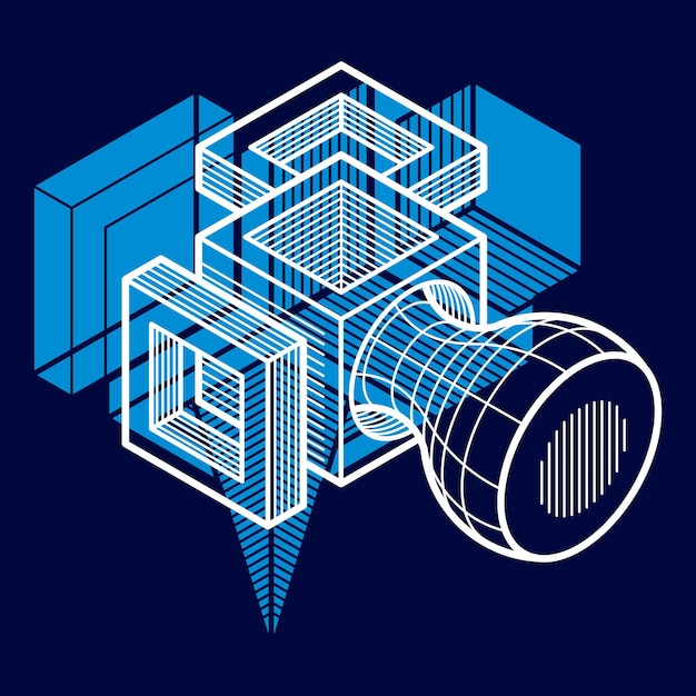 Plik wektorowy projektowanie 3d, abstrakcyjny kształt kostki wymiarowej wektorowej.