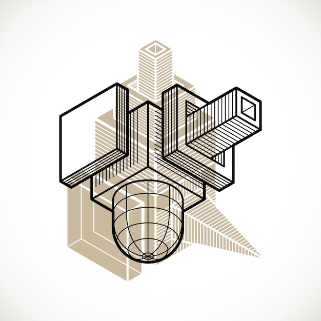 Projektowanie 3d, Abstrakcyjny Kształt Kostki Wymiarowej Wektorowej.