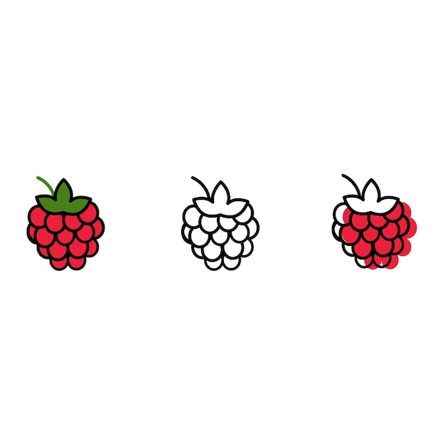 Plik wektorowy projektowanie ikon wektorowych malin ilustracja liniowa jagody zdrowej żywności