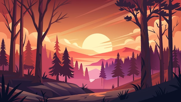 projektowanie ilustracji leśnych krajobrazów zimowych