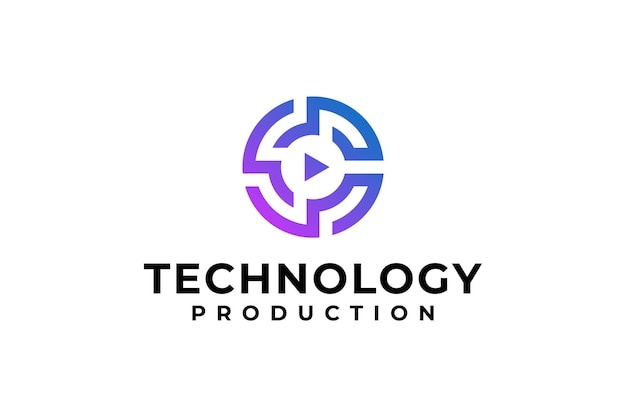 Plik wektorowy projektowanie logo do produkcji technologii wideo