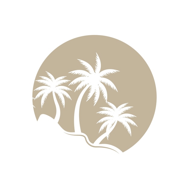 Projektowanie Logo Drzewa Kokosowego Plaża Roślina Wektor Palma Lato Ilustracja Szablon