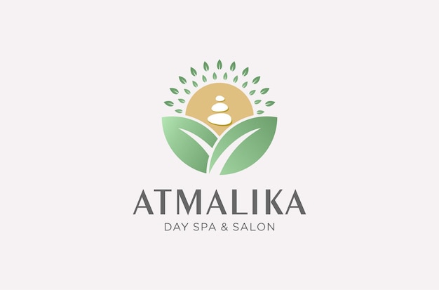 Plik wektorowy projektowanie logo dziennego spa i salonu w naturalnym stylu.