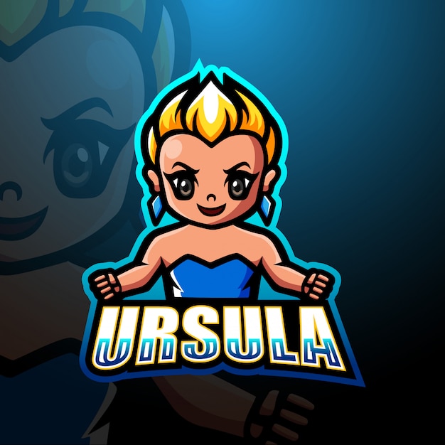 Plik wektorowy projektowanie logo e-sportu maskotka ursula