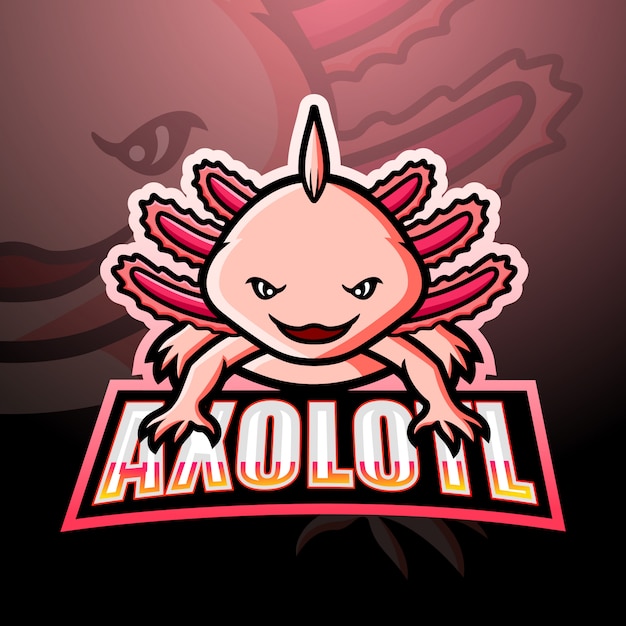 Plik wektorowy projektowanie logo esport maskotki axolotl