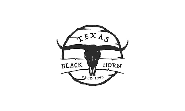 Projektowanie Logo Etykiety Vintage Texas Longhorn Country Western Bull Byk