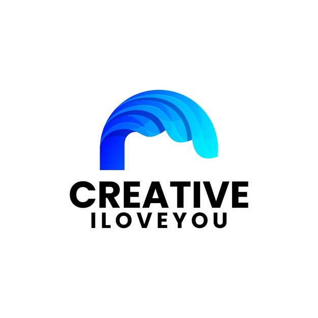 Projektowanie logo gradientu litery n fali