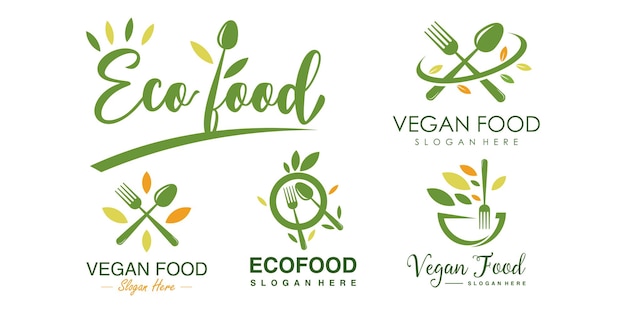 Projektowanie Logo Ikony Ekologicznej Z Kreatywnym Elementem Organicznym Stylu Premium Wektor