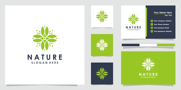 Plik wektorowy projektowanie logo kwiat i logo wizytówki