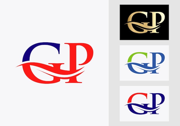 Plik wektorowy projektowanie logo litery gp. znak logo gp