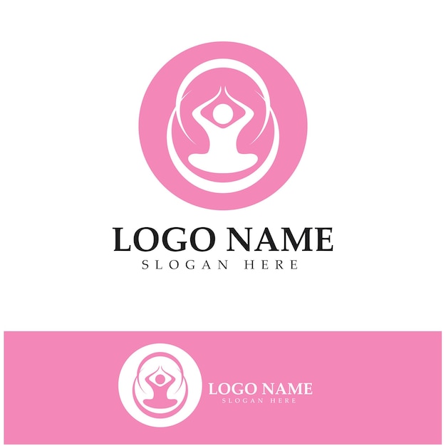 Projektowanie Logo Ludzi Robiących Jogę Symbol Ikona Ilustracja Wektor