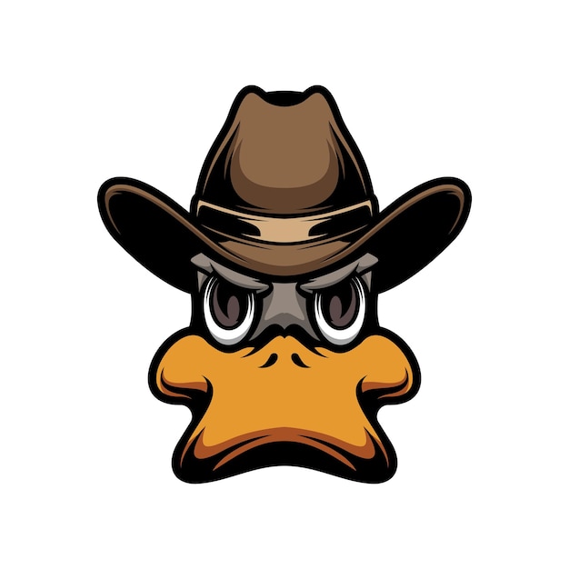 Plik wektorowy projektowanie logo maskotka kowboj kaczka