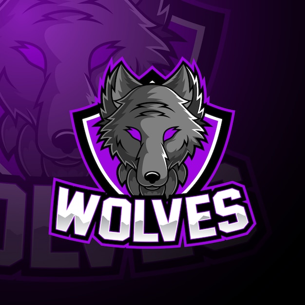 Plik wektorowy projektowanie logo maskotka wolf esport