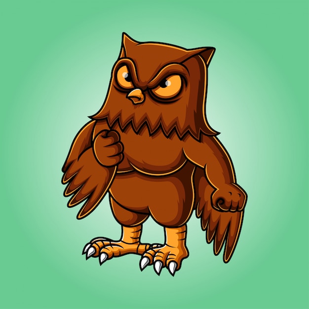 Projektowanie Logo Maskotka Zły Ptak Sowa