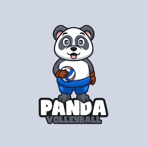 Plik wektorowy projektowanie logo maskotki kreskówek panda siatkarz