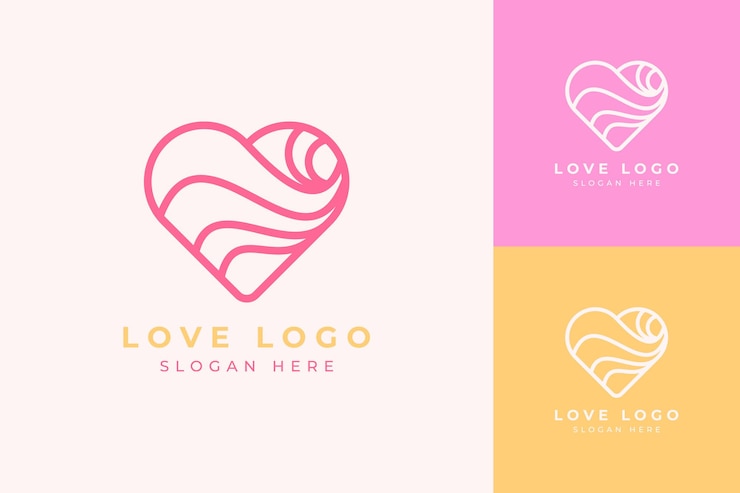 Wektor projektowanie logo nowoczesna minimalistyczna grafika liniowa miłość lub serce