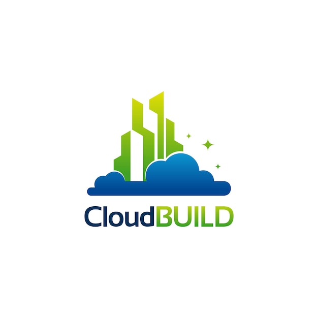 Projektowanie logo online Build koncepcja wektor, szablon logo Cloud Building