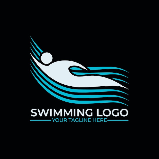 Projektowanie Logo Pływania. Aplikacja Pływaka Lub Projekt Ikony.