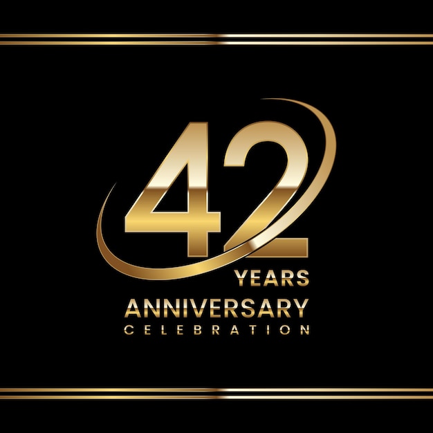 Projektowanie logo rocznicy 42. rocznicy ze złotym pierścieniem Logo Vector Template