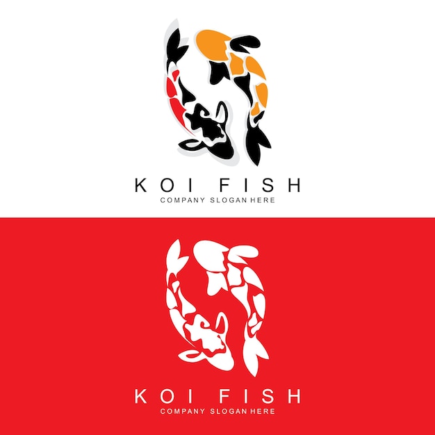 Projektowanie Logo Ryby Koi Ryby Ozdobne Wektor Ilustracja Ornament Akwarium Marka Produktu