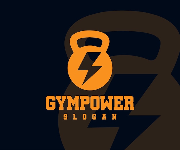 Projektowanie Logo Siłowni Fitness. Pomysł Na Projekt Logo Gym Power Z Czajnikiem I Grzmotem