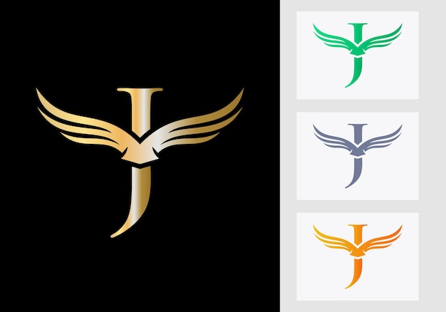 Projektowanie Logo Skrzydła Litery J. Koncepcja Logo Litery J I Skrzydeł