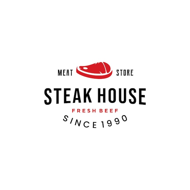 Projektowanie logo Steak House Butchery Shop Vintage Typografia Etykieta Szablon Logo