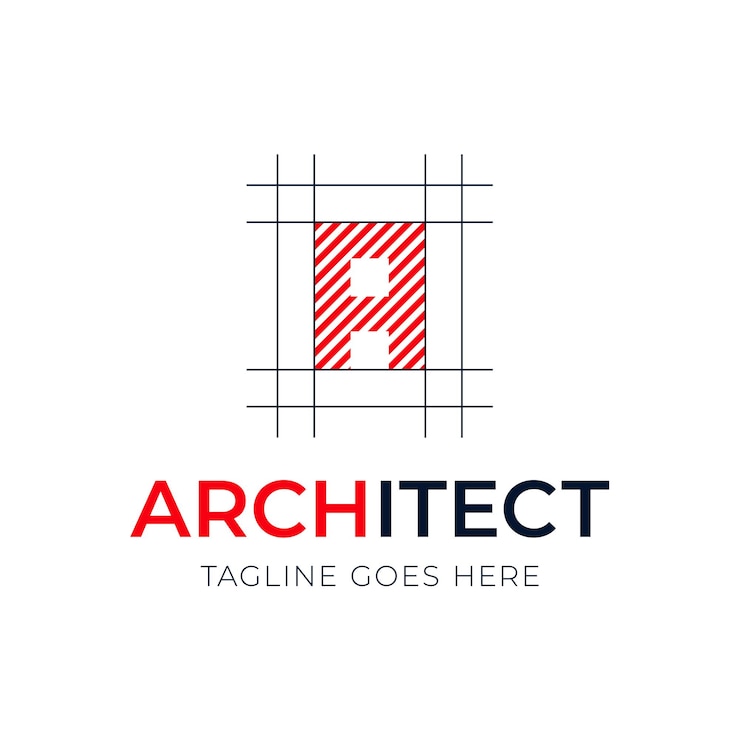 Wektor projektowanie logo styl architektury litery. plan projektu z logotypem listu
