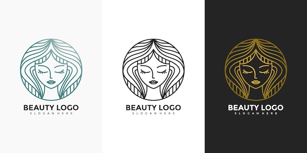Projektowanie Logo Styl Sztuki Linii Salon Fryzjerski Kobieta Uroda
