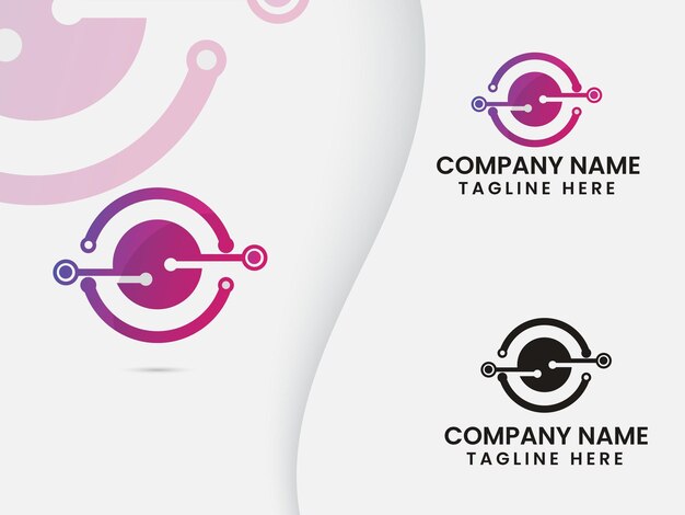 Projektowanie logo technologii Circle tech Logo technologii Biznes Komputer Finanse Technologia wektor Prem