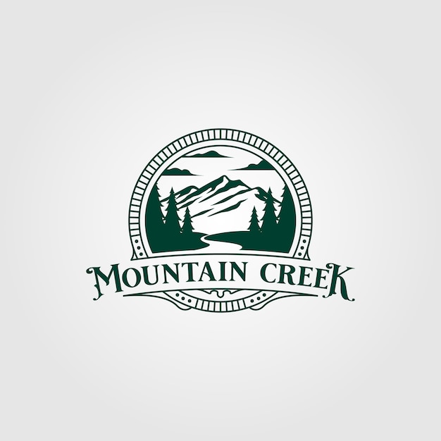 Projektowanie Logo Vintage Creek I Góry