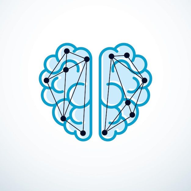 Projektowanie Logo Wektor Koncepcja Sztucznej Inteligencji, Cyfrowy Umysł I Spryt. Ludzki Mózg Anatomiczny Wewnątrz żarówki Z Ikoną Elementów Technologii Elektroniki. Inteligentne Oprogramowanie, Futurystyczny Pomysł.