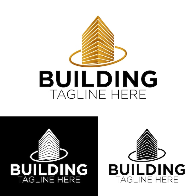 Projektowanie Logo Wektor Złoty Budynek