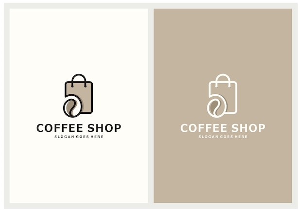 Plik wektorowy projektowanie logo ziaren kawy i torebek