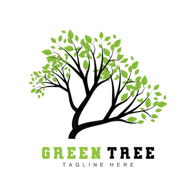 Projektowanie Logo Zielonego Drzewa Drzewo Bonsai Ilustracja Logo Liść I Drewno Wektor
